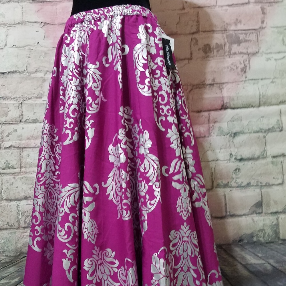 Fuchia printed boho maxi skirt